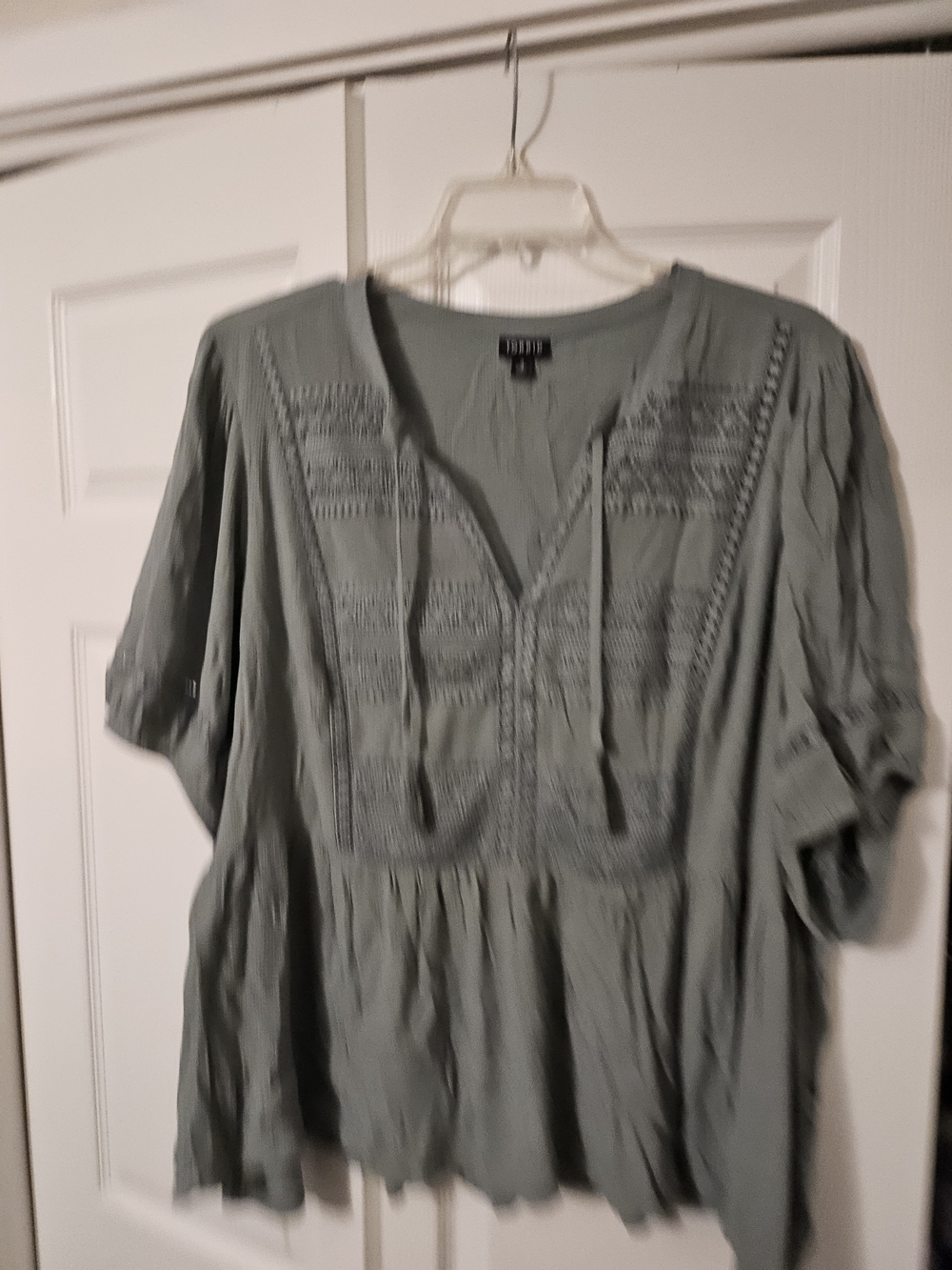 torrid Sage Green Boho Style Embroidered Peasant Tunic